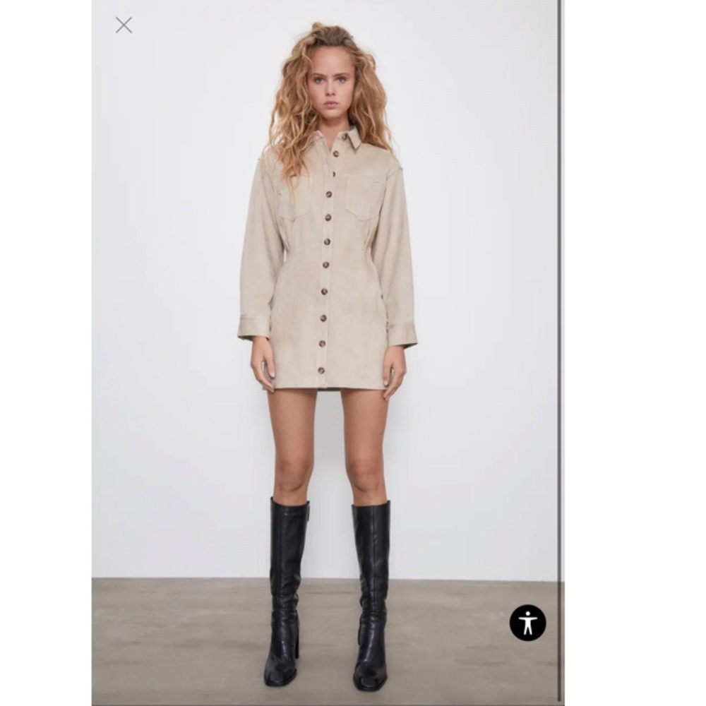 ZARA Faux Suede Dress - Picture 4 of 8